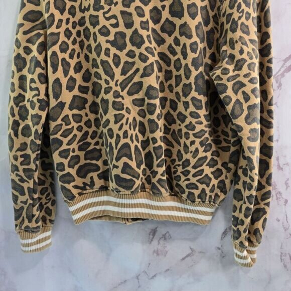 Wesc Jacket Womens Small Brown Sweatshirt Bomber Leopard Cheetah Varsity - Picture 7 of 10